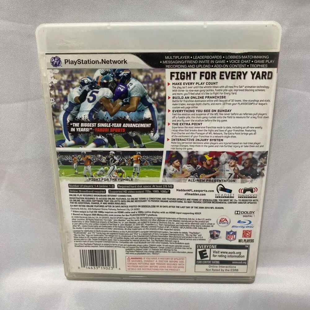 Madden NFL 10 For Playstation 3 With Case And Manual